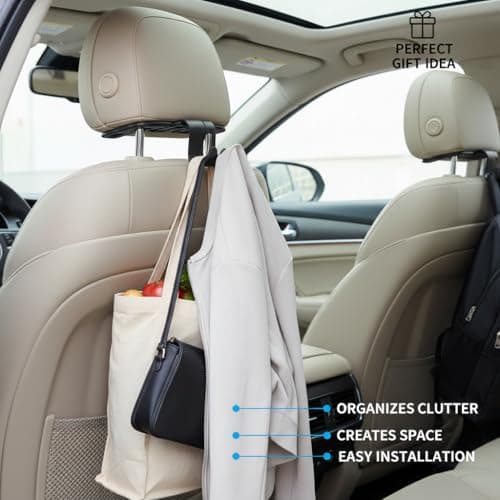 CBMZHF 4Pack Car Headrest Hooks - Adjustable Back Seat Organizer for SUV & Vehicles, Holds Purses, Grocery Bags, Umbrellas (Black) — view 4
