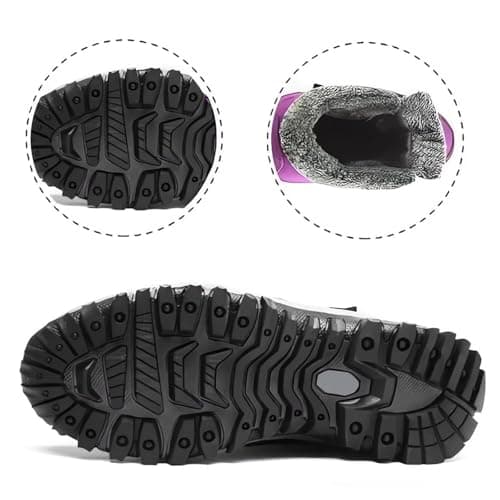 trail running shoes women Hiking Boots Women Waterproof Men Lightweight Lace up Ankle Booties Winter Warm Faux Fur Lined Walking Boot Non-Slip Mountain Trekking Shoes wide fit boots for uk Purple 7 — view 6