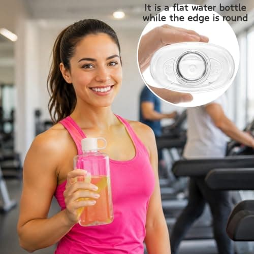 ZEAYEA 2 Pack Portable Flat Water Bottles, 500ml BPA Free Drinking Bottle — view 3
