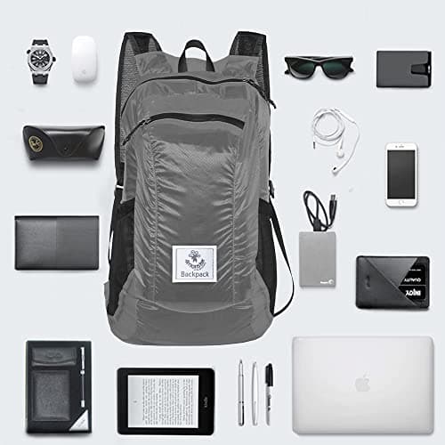 4Monster Packable Backpack Ultra Lightweight, Foldable Backpack Water Resistant, Hiking Daypack for Travel Camping Outdoor, Daily Walk-around, Cycling, Sports, Excursions(Silver Grey, 32L) — view 4