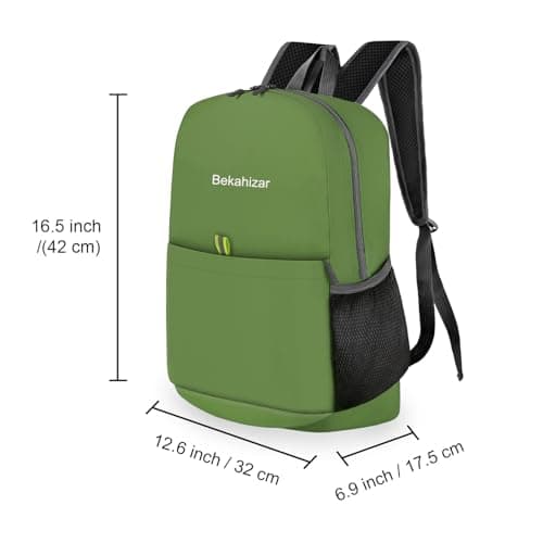 Bekahizar Small Rucksack 15L Packable Backpack Hiking Daypack Foldable Day Bag For Men Women Teens Travel Camping City Walking Mountaineering Climbing (Green) — view 2