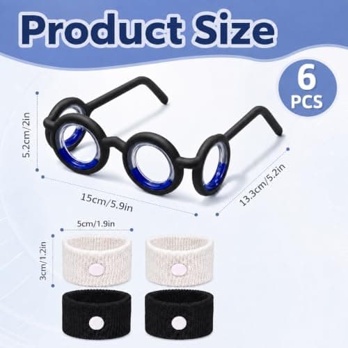 PCIQUTE Motion Sickness Glasses for Adults - 2 Pack Black Anti Nausea Travel Glasses with 2 Pairs Sickness Bands (1 Black + 1 White), Foldable Seasickness Car Sickness Relief for Travel, Plane, Boat — view 6