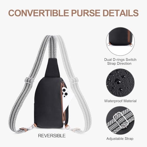 Lexiyat Anti Theft Crossbody Bags for Women Travel Chest Sling Bag Leather Handbags Fanny Pack Blackwithbrown — view 5