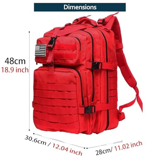 Thuram 50L Durable Nylon Waterproof Fishing Hunting Backpack Outdoor Military Rucksacks Tactical Sports Camping Hiking Bags (Red) — view 4