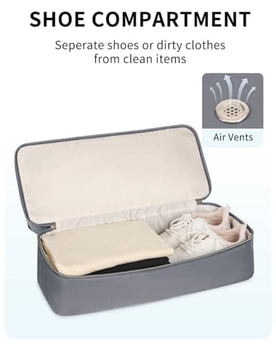 WANDF 45x36x20 Cabin Bag for EasyJet Airlines Underseat Carry on Hand Luggage with Shoe Compartment, Wet Pocket & TSA Approved Quart Size Bag, Travel Duffel Holdall for Women and Men (Grey) — view 3
