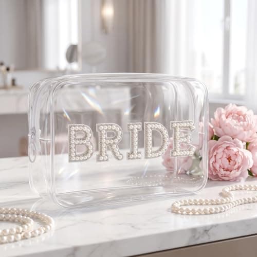 Rovelin Clear Bridal Makeup Bag with Elegant Lettering, Transparent PVC — view 4