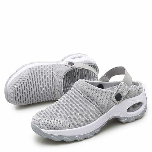 HEONSATI Orthopaedic Trainers Women Slip-On Backless Arch Support Summer Shoes Swollen Feet Casual Breathable Bathing Sandals Diabetic Lightweight Walking Slippers Mule Flat Air Cushion Beach — view 3