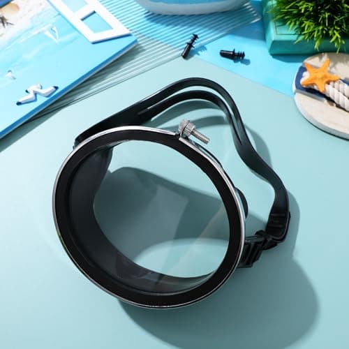 Wide-Field Anti-Fog Diving Goggles with Glass Lenses, Black — view 6