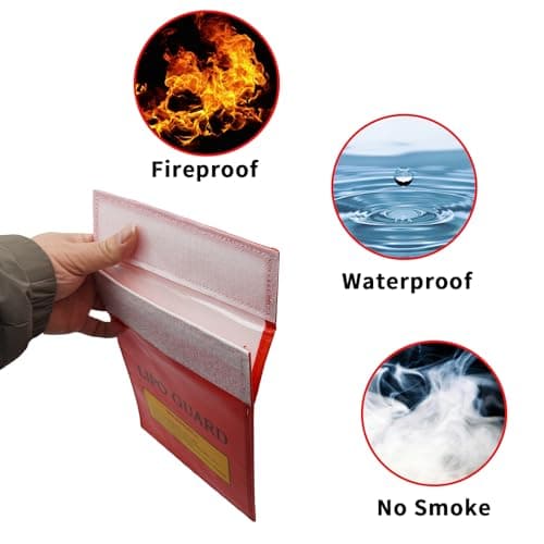 YMWALK Premium Fireproof Document Bag - Safe Storage, Waterproof Explosion-Proof Pouch, Ideal for LiPo Battery & Valuable Protection, Heat Resistant Safety Sleeve for Home & Travel (Red) — view 4