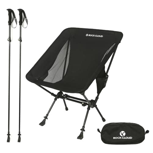 ROCK CLOUD 2-in-1 Portable Camping Chair Trekking Pole Folding Chairs Walking Sticks for Outdoor Camp Hiking Backpacking Lawn Beach Sports