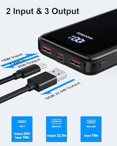 POWER BANK 20000mAh PD20W Fast Charging USB C 22.5W Portable Charger Power bank with LCD Display Battery Pack for Smartphones Smartwatch Travel Camping Outdoor etc — view 3