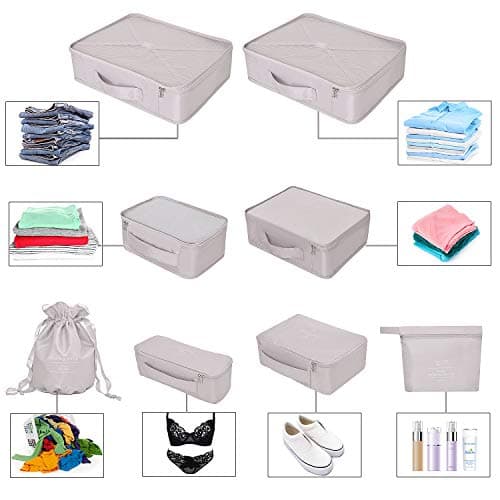 BETLLEMORY Packing Cubes 8 Sets Travel Luggage Organizers with Waterproof Shoe Storage Bag Compression Pouches(Grey) — view 4
