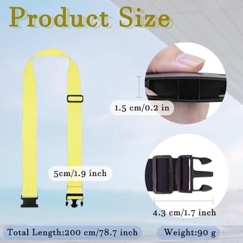 2 Pcs Luggage Straps for Suitcases Strap, Travel Thickened Luggage Accessories Adjustable Packing Suitcase, Heavy Duty Belts with Buckle Closure Baggage for Travel Trip Outdoor Eventments(Yellow) — view 2