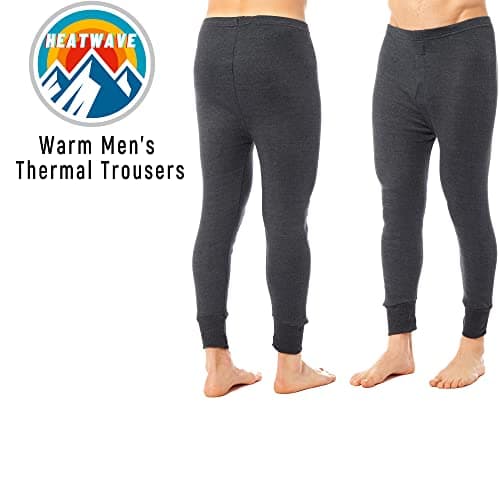 Heatwave® Pack of 2 Men's Thermal Trousers Long Johns Warm Underwear Baselayer, S M L XL XXL Thermals, Small Charcoal — view 6
