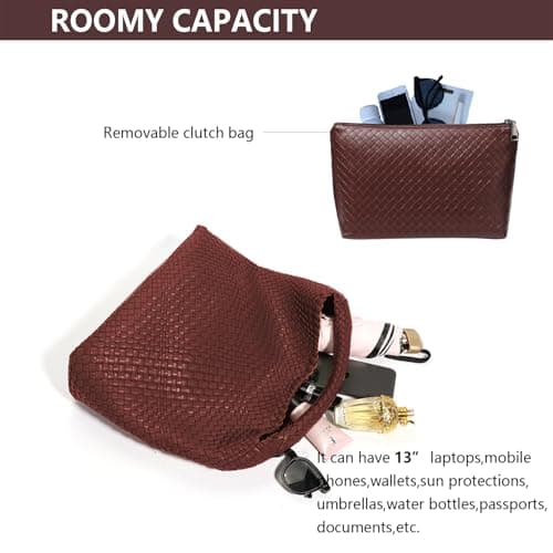 Dyalsa Woven Tote Bag for Women, Vegan Leather Handbag Large Summer Beach Bag and Purse Retro Handmade Travel Shoulder Bag(AL-007CF) — view 4