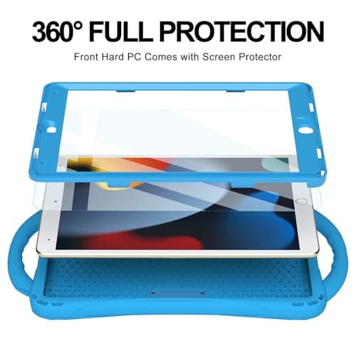 TOPESCT Kids Case for 10.2" iPad 9th/8th/7th Gen - Made of Kid-Friendly Silicone, with Built-in Screen Protector, Shockproof Handle Stand Case for iPad 9/8/7 Gen 10.2 inch — view 4