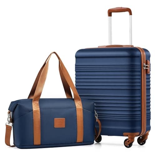COOLIFE 55×40×20 Cabin Suitcase+40x25(36)x20cm Expandable Ryanair Cabin Bag