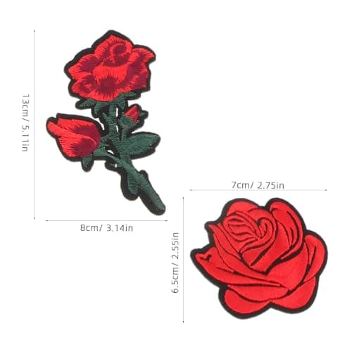 BCOATH Iron on Patch with Heat Adhesive Backing Red Rose Embroidered 25pcs Time Year Season Portable and Wear Resistant Applique for Clothing and Tote Bags for Travel and Clothing Repair — view 2