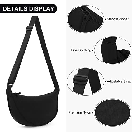 DKIIL NOIYB Women's Nylon Crescent Bag - Hobos Crossbody Shoulder Bag with Adjustable Strap - Solid Color Chest Fanny Pack — view 4