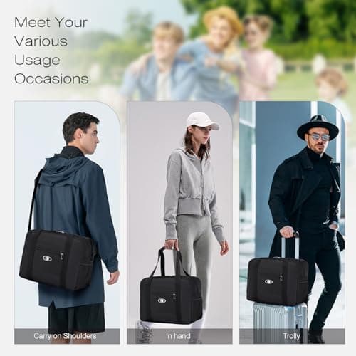 SPAHER for Ryanair Cabin Bags 40x30x20 Underseat Wizzair Carry on Hand Luggage Foldable Travel Duffel Bag 25L Holdall Tote for Women and Men for Travel Overnight Hospital Weekend, Grey — view 2