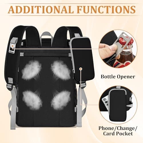 Insulated Backpack Bag 30L for Camping, Picnic, BBQ, Beach, Hiking, Black — view 5