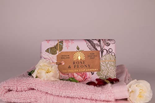 The English Soap Company Anniversary Rose and Peony Soap - Luxury Shea Butter Bar - Floral Rose and Raspberry Scent, Vegan Friendly, Plastic-Free Recyclable Packaging, Made in England - 190g — view 5