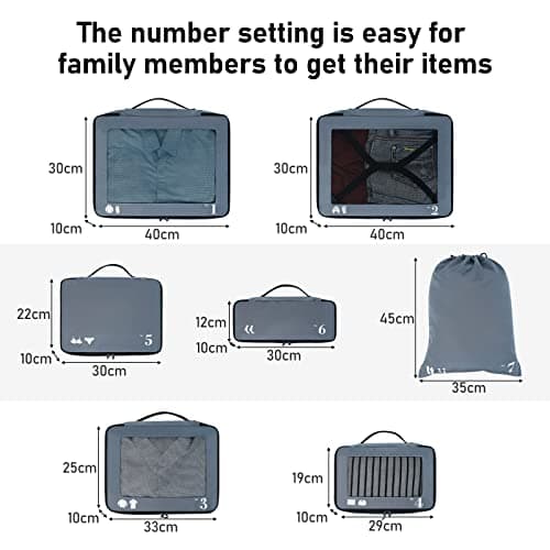 ECOHUB Packing Cubes for Suitcase 7 PCS Travel Organiser Packing Bags Recycled PET Eco Friendly Travel Accessories Shoes Bags Storage Bag Luggage Organiser Pouch(Grey) — view 2