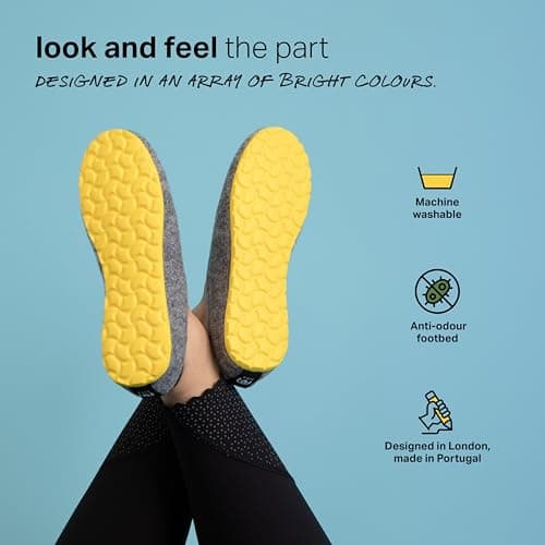 mahabis | Unisex Slippers | Lite Collection | Vegan | Ultra Lightweight | EVA Sole | Bold Colourful Design | Lining Free | Ash & Lemon | Size 8.5-9 — view 4