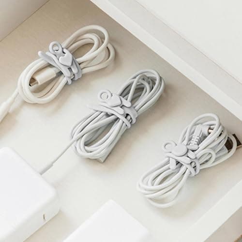 Silicone Cable Ties, 6 Pack Charging Cord Straps, Non Slip Headphone Wire Bundling Organizer, Functional Tool for Travel, Home, Office, Daily Use — view 4