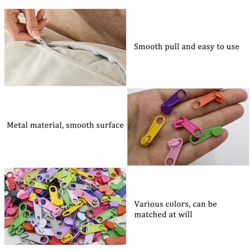 CONNECTION 120 Pcs Colorful Zip Repair Kit 3# Zipper Repair Zipper Pull Replacement Metal Zippers Slider Replacements Zippers Replacement Kit for Jackets Coats Clothes Backpacks Luggage (15 Colors) — view 5