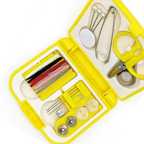 Haofy Portable Sewing Kit, Complete Repair Set with Organized Compartment Case Compact Travel Essentials for Home Hotel Emergency Fixes Includes Needles Threads Scissors Buttons Pins (Yellow) — view 2
