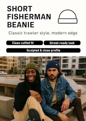 TOP-EX Fisherman Beanie 80% Merino Wool Warm Knit Black & Army Green XL/XXL — view 2