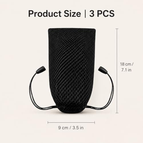 3Pcs 18x9cm Drawstring Mesh Bags, Breathable Nylon Pouches for Electronics — view 2