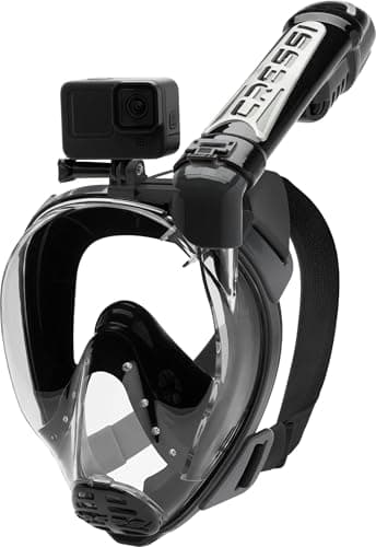 Cressi Full Face Snorkel Mask with Air Tank - S/M, Black, with Action Cam Holder - Fog-Resistant Snorkel with Camera Mount - Wide Field Of View Dive Goggles Adult with Action Mount — view 5