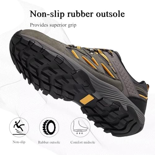 SILENTCARE Walking Shoes Mens Waterproof Low Rise (Grey UK 9) — view 3