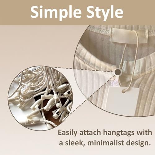 100 PCS Cotton Hang Tag String, Disposable Price Strings with Snap Lock for Luggage Label, Fastener Hook Ties for Products Clothes Brand Tag Price — view 5