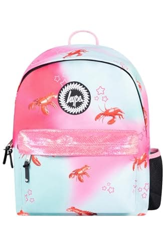 hype school uni casual work hiking day backpacks for kids boys girls teens men and women (Pink/Mint Green Disco Lobster, One Size)