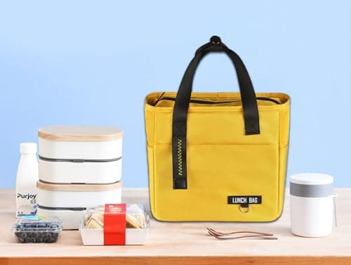 FAVORTALK Cooler Bag Lightweight Insulated Lunch Bag Water Resistant Cooler Bag with Handle for Women Men Boys Girls Portable Lunch Bags for School Work Travel Camping Picnic - Large Yellow — view 2