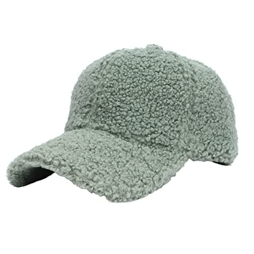 Faux Lamb Wool Baseball Cap for Men Women Teddy Fleece Sports Hats Warm Winter Outdoor Travel Gift Features: (Light Blue, One Size) — view 2