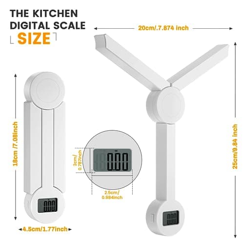 Folding Food Scale,Digital Kitchen Scale,Highly Accurate Compact Small Scale with LCD Display,Portable Food Scale Multiple Units Supported, Travel Scale for Measuring Intake of Healthy — view 6