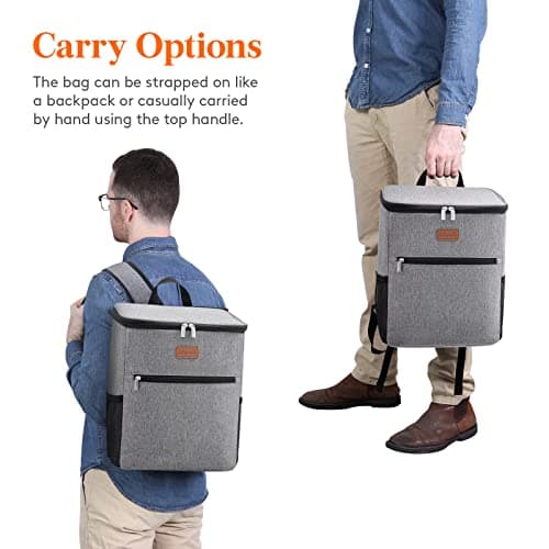 Lifewit 21L 30-Can Soft Cooler Backpack Bag with Hard Liner, Large Insulated Picnic Lunch Box Soft-Sided for Camping/BBQ/Family Outdoor Activities, Grey — view 6