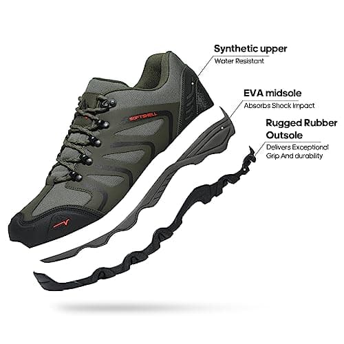 NORTIV 8 Men's Low Top Waterproof Hiking Shoes Trekking Trails Outdoor Work Shoes,Size 5.5,Army/Green/Black/Orange,160448_Low,Size 10,Army/Green/Black/Orange,160448_Low — view 3