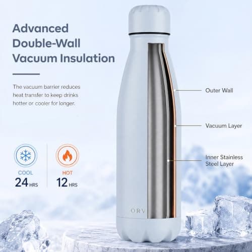 ORVELLA Stainless Steel Water Bottle with Vacuum Insulation 500ml - Sky Blue — view 5