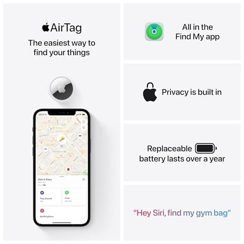 Apple AirTag (1st generation). Track your keys, wallet, luggage, backpack. Replaceable battery. Water-resistant. One-tap set up with iPhone or iPad. — view 5