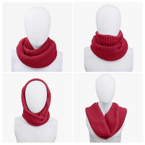 SGQTZDZQ Infinity Scarf Thermal Knitted Scarf, Neck Warmer Loop Scarf for Women, Winter Burgundy Scarf Women Scarf Gifts for Women (Wine Red) — view 6
