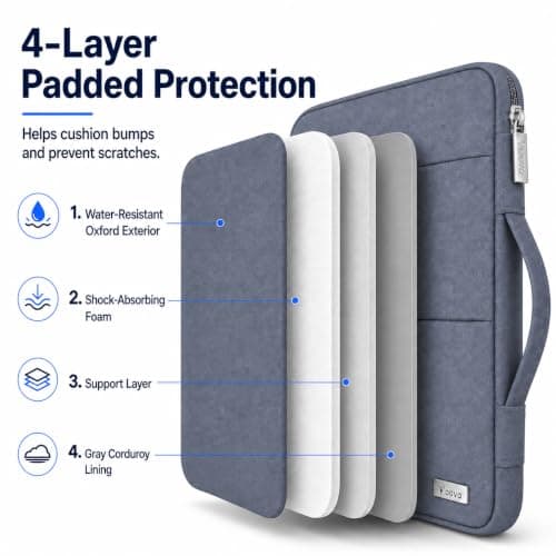 Voova Laptop Sleeve 14-15 Inch, Laptop Case for MacBook Air 15, Dark Grey — view 3