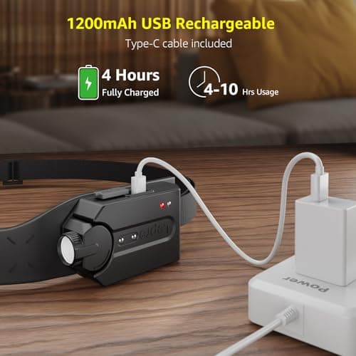 Lepro Led Head Torch Rechargeable, Super Bright Headlamp 230°Wide Beam — view 5