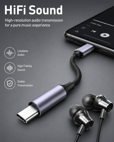 3.5mm to USB C Aux Adapter 2 Pack, Braided Headphone Jack to USB C Cable with Hi-Fi DAC, Lossless Audio, Plug and Play, for iPhone 17/16/15, Samsung, iPad, MacBook, for Home/Travel/Gaming — view 6