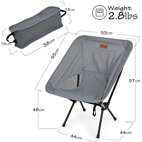 Rainberg Ultra Lightweight Camping Chair, Folding Chair, Camping Chairs for Adults, Foldable Garden Outdoor Picnic BBQ Chairs. (Pack of 1, Grey) — view 3