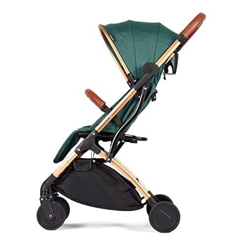 Baby Pushchair Stroller– Lightweight Foldable Travel Buggy with 5-Point Harness, Adjustable Seat Back and Oversize Basket Folds with 1 Hand – Smooth Swivel Wheels Rain Cover (Green) — view 5